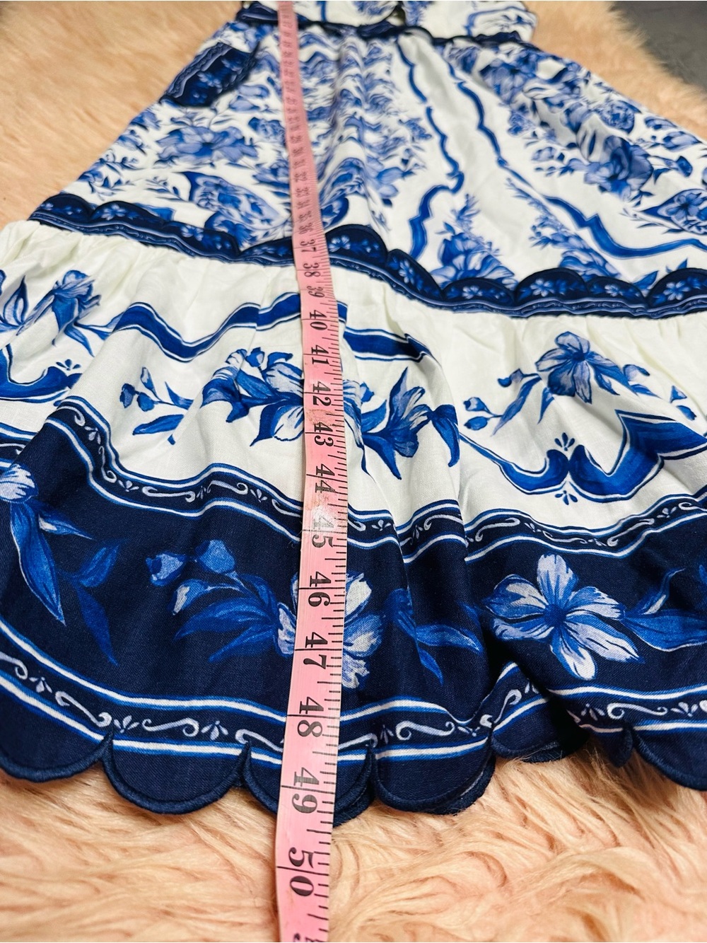 FARM Rio White Midi Dress with Blue Floral Print - Picture 13 of 16